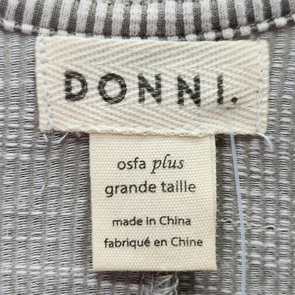 DONNI One Size Plus Grey Striped Kimono Cardigan Lightweight Open Front Pockets‎